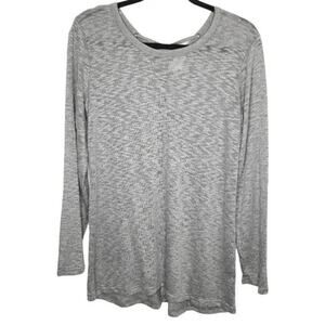 Thyme & Honey Lightweight Lace-Up Back Long Sleeve Top Sz Large Heather Grey NWT